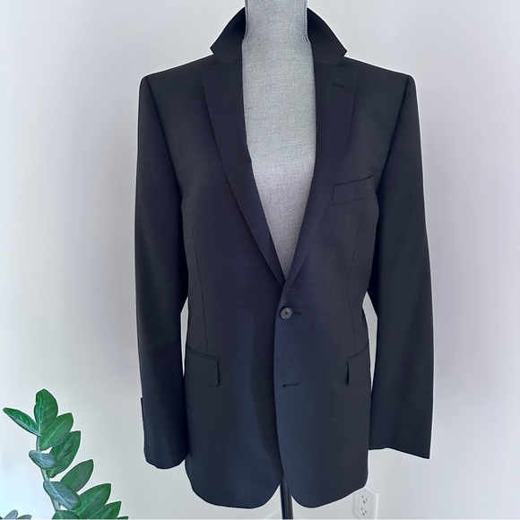 Unisex Fine Wool Suiting Blazer men’s sz 42R - Black - Picture 2 of 16